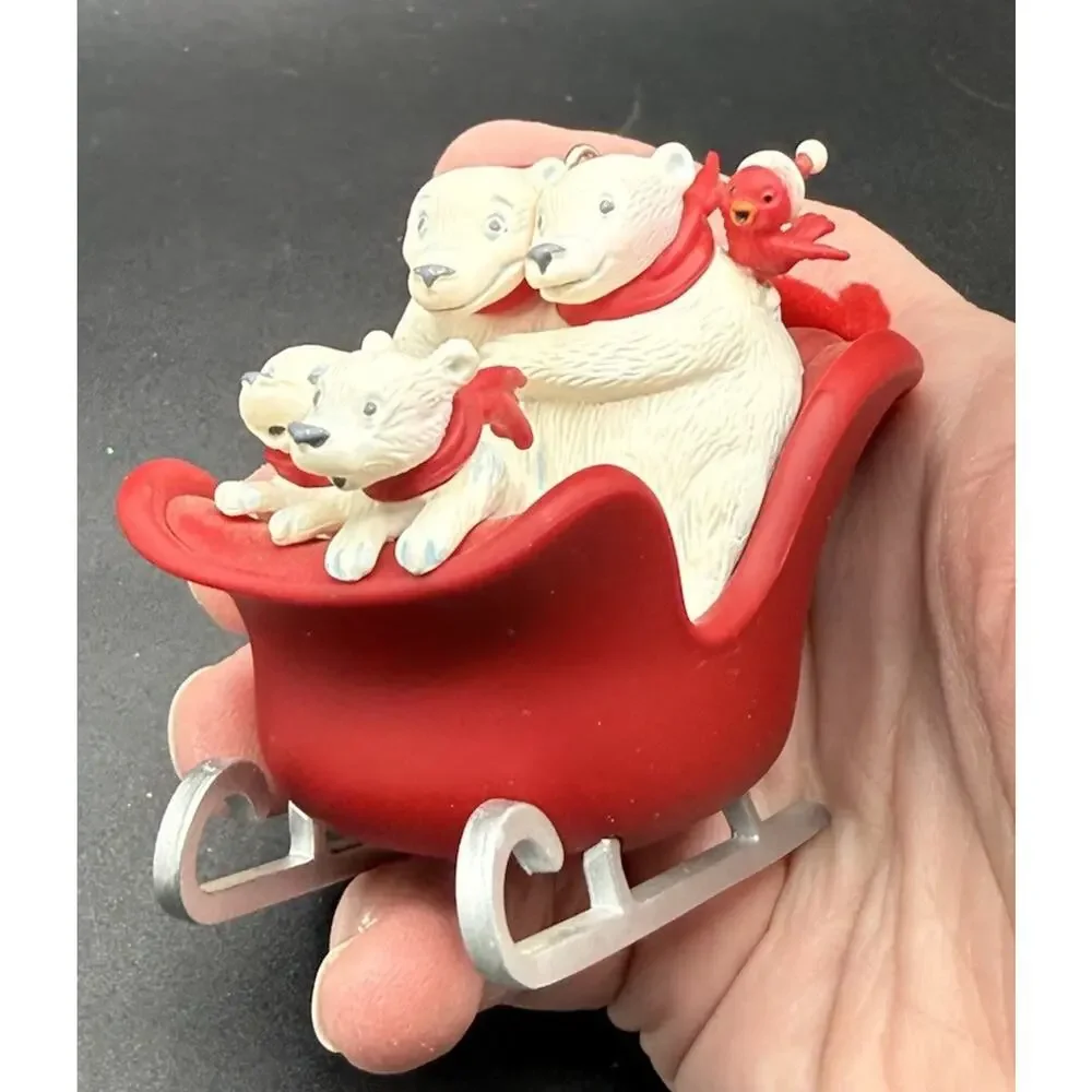 Hallmark Christmas Ornament Musical Sleigh Ride Polar Bears Works No Box Lo16